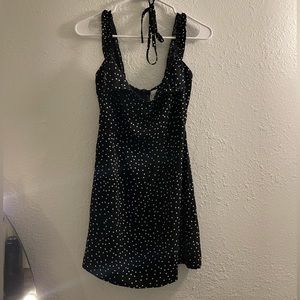 Polka Dot ⚫️⚪️ Black White Mini Dress Flirty Strap Shoulders